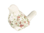 Figurine oiseau en céramique floral rose beige 19x11x14cm