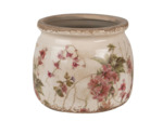 Pot céramique fleurs beige rose 16x16x13cm