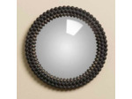 Miroir sorcière convexe billes noires 18x18cm