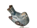 Ensemble 2 oiseaux fer décoratifs bleu 13x15cm