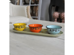 Service Apéritif en Grès avec Plateau et 3 Ramequins Colorés Apéro 32x11x5cm
