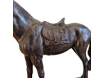 Statuette Sculpture Cheval Noir Patiné en Résine 24x10x23cm