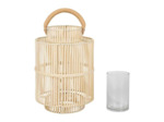 Lanterne d'extérieur Pasil osier blanc cuir de vache 31x45cm