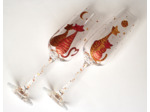 Flutes à champagne en cristal peintes à la main ou un couple de chats rêve sous la lune dorée, pièces originales et verres personnalisables
