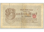 ALLEMAGNE (KOLN) 100 MARK 09-10-1922 TB+