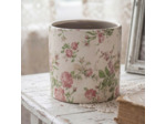 Pot de Fleurs céramique beige rose fleurs 17x16cm