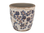Pot de fleurs intérieur céramique beige bleu 16x16x17cm