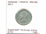 Espagne ( SPAIN ) 1 PESETA 1904  (04)  SM-V  TTB+