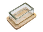 Beurrier verre base bois 11x17x8cm