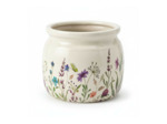 Pot de Fleurs céramique beige fleurs 16x13cm