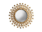 Petit miroir convexe auréole d'étoiles doré 28x28x1cm