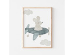 Affiche Enfant encadrée, Souris en Avion