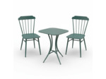 Ensemble table et 2 chaises fer vert 60x60x71cm