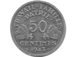 FRANCE 50 CENTIMES BAZOR 1943 B TTB