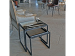 Lot 2 tables gigognes fer noir 51x41x48cm