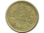 FRANCE 5 FRANCS LAVRILLIER CUPRO ALU 1945 TTB+ (G761a)