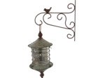 Ensemble potence lanterne Oiseau fer 57x35x37cm