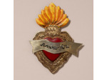 Ensemble de 2 Ex-voto Cœurs Enflammés Amour Feu 12x14cm