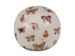 Décoration boule beige papillons céramique 10x10cm