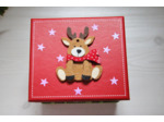 Boite rouge décorée à la main (sans la boule de Noël) pour offrir une jolie boule de Noël personnalisée coffret cadeau de noël petit renne