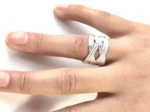 Bague Ajustable Argent Femme Entrelacé