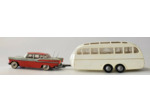 SIMCA CHAMBORD ROUGE GRIS ET CARAVANE HENON NOREV PLASTIQUE 1/43 SANS BOITE