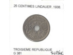 FRANCE 25 CENTIMES LINDAUER  .1938. SUP/NC