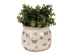 Pot de fleurs d'intérieur beige à papillons 16x13cm