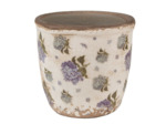 Pot de fleurs intérieur céramique beige bleu 11x11x10cm