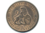ESPAGNE 10 CENTIMOS 1870 OM TTB+ (W663)