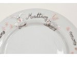 Assiette enfant personnalisée sur le thème des petits lapins objet artisanale manuellement peinte, 19cm, signée et daté