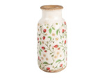 Vase fraises beige rouge céramique 15x15x32cm
