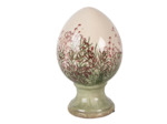Décoration œuf sur pied céramique beige vert 12x12x19cm