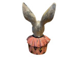 Statuette tête de lapin résine rose 11x8x24cm