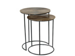 Ensemble de 2 tables basses aluminium doré noir 59x46cm