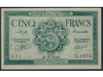 ALGERIE 5 FRANCS 16-11-1942 SERIE Q.1095 SPL (Pick91)