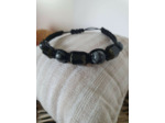 Bracelet Shamballa 7 perles d'obsidiennes mouchetées et verre