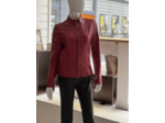 BLS4244 Blouson femme col motard cuir rouge