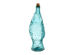 Bouteille carafe verre poisson turquoise 12x33cm