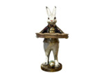 Lapin valet blanc plateau résine 17x14x30cm