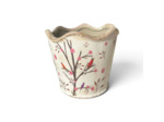Pot de fleurs céramique branches beige marron 16x15cm