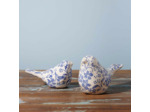Ensemble 2 oiseaux Bucolique grès 11x21x9cm