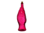 Bouteille Carafe Poisson en Verre Fuchsia Style Bord de Mer 12x33cm