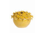 Vase Sculpture Banc de Poissons en Céramique Jaune 40x27cm