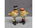 Ensemble 2 oiseaux jaune résine 14x5x9cm