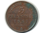 ALLEMAGNE PRUSSE 3 PFENNIG 1867 A oxydation TTB+(W482)