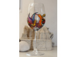 Verre à vin peint à la main, en cristal,sur le thème des oiseaux, verre à pied très coloré et unique