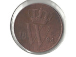 PAYS-BAS HOLLANDE 1 CENT 1864 TTB