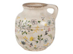 Pichet décoratif fleuri jaune 12x14cm