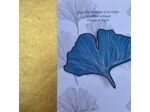 Broche ginko coloris bleu foncé pois argent